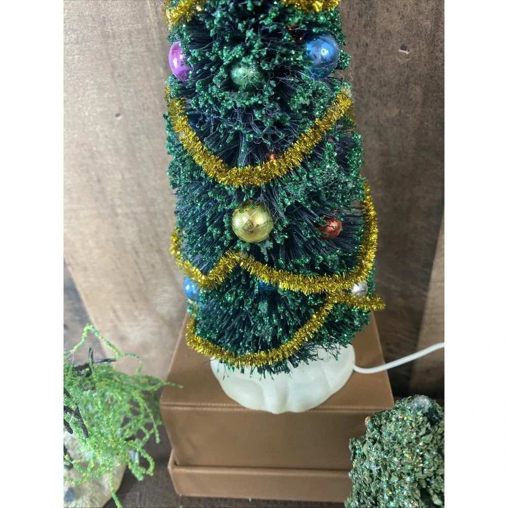 Vintage Lemax Christmas Village Tree Lot of 3‎ Flashing Trees Willow Tested Read